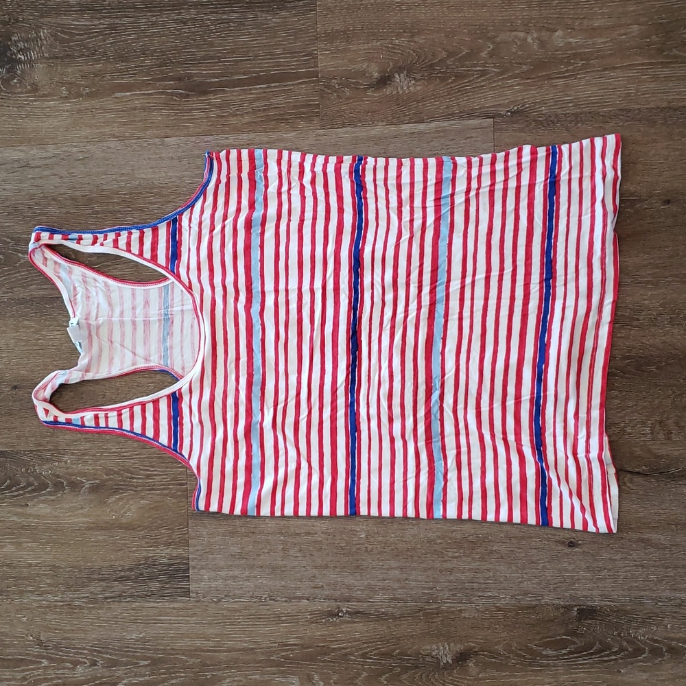4/$20 Womens Old Navy Racerback Striped Tank, Size Medium Red White Blue